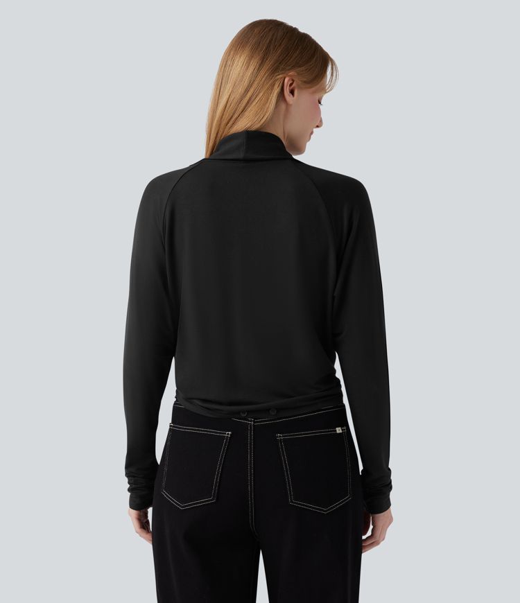 Wrapped Raglan Long Sleeve Casual Top