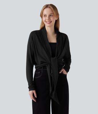 Wrapped Raglan Long Sleeve Casual Top