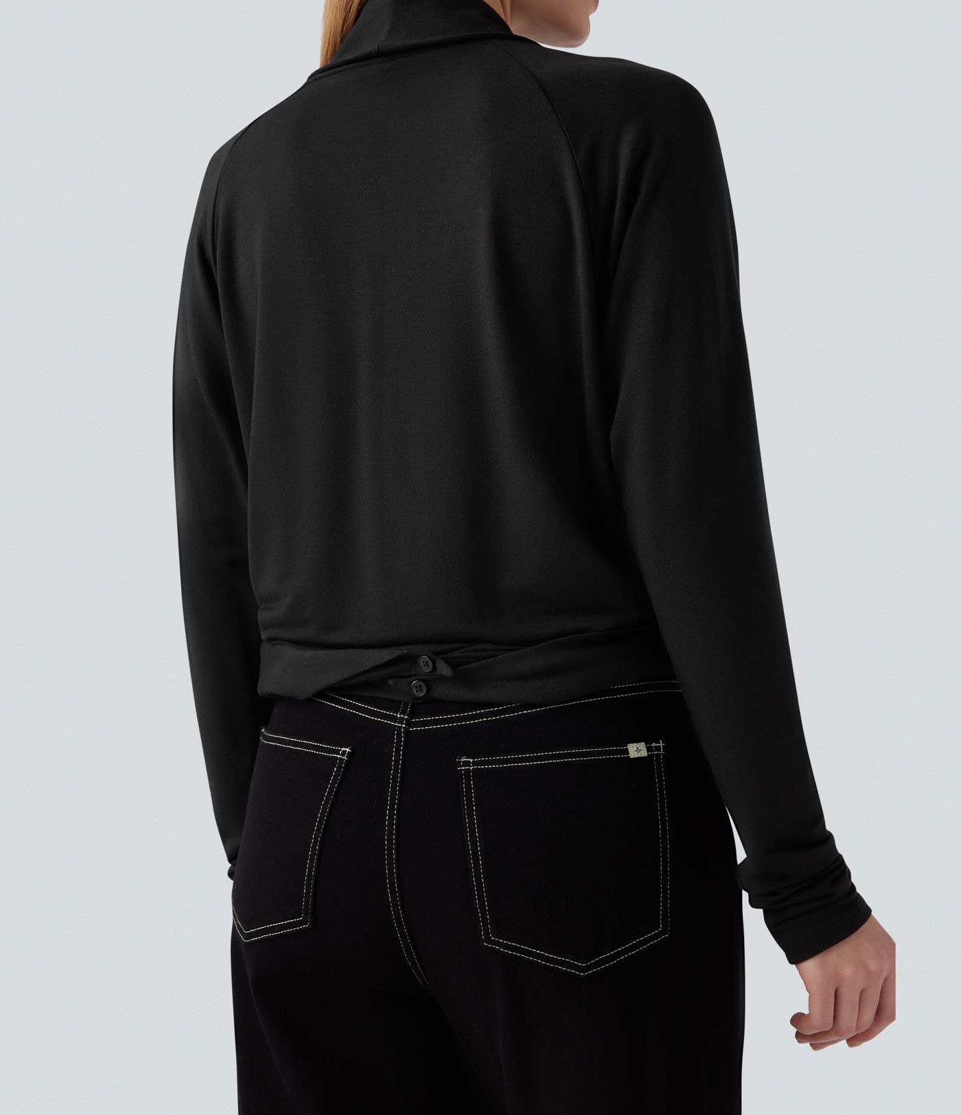 Wrapped Raglan Long Sleeve Casual Top