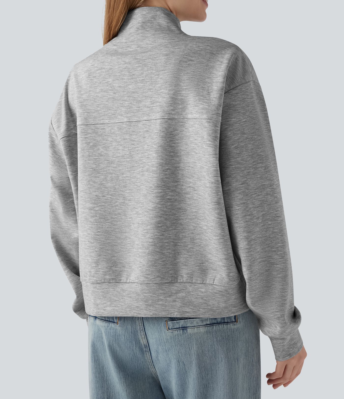 Sweat-shirt col V à manches longues avec boutonnage et poches