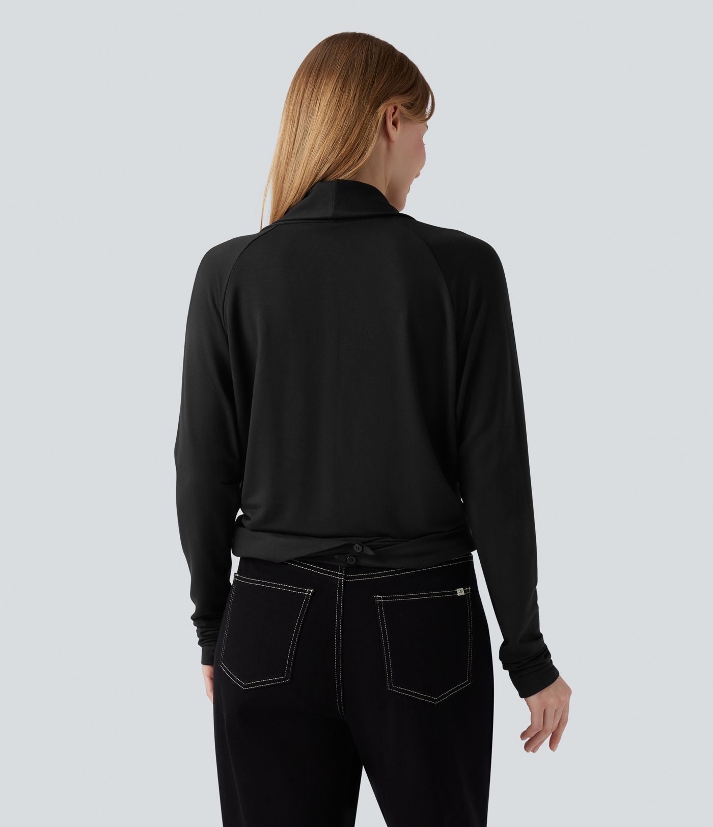 Wrapped Raglan Long Sleeve Casual Top