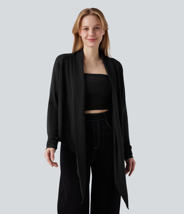 Wrapped Raglan Long Sleeve Casual Top