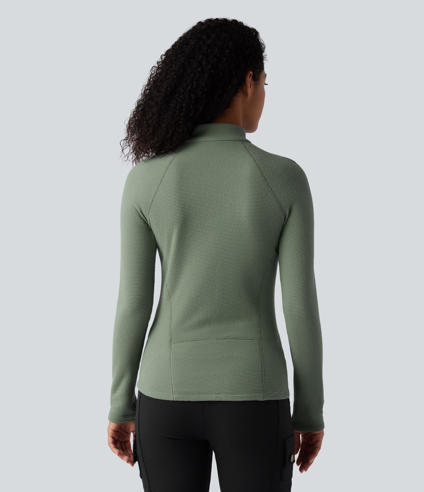 Packable Half Zip Long Sleeve Fleece Casual Sports Top with Pocket