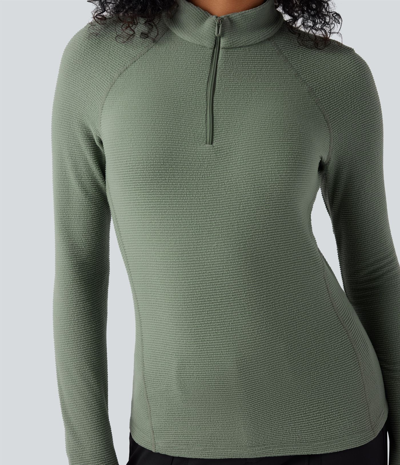 Packable Half Zip Long Sleeve Fleece Casual Sports Top with Pocket