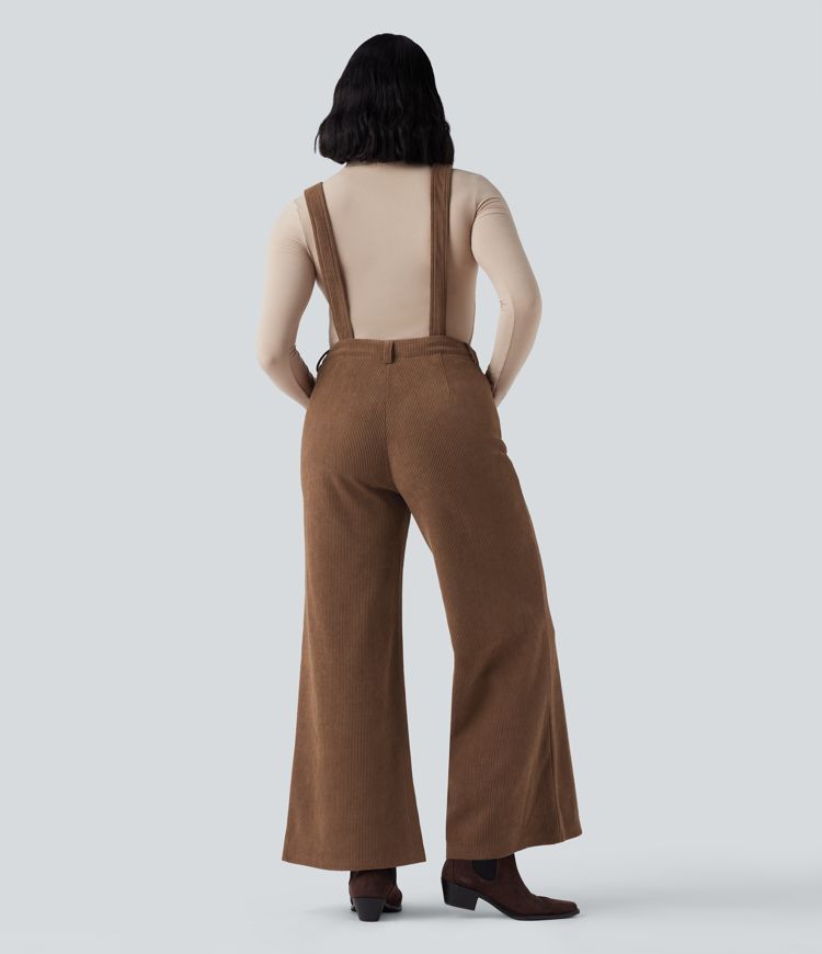 Adjustable Straps Corduroy Casual Detachable Overalls with Pocket