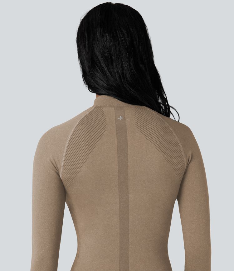 Seamless Flow Zipper Long Sleeve Thumb Hole Yoga Jacket