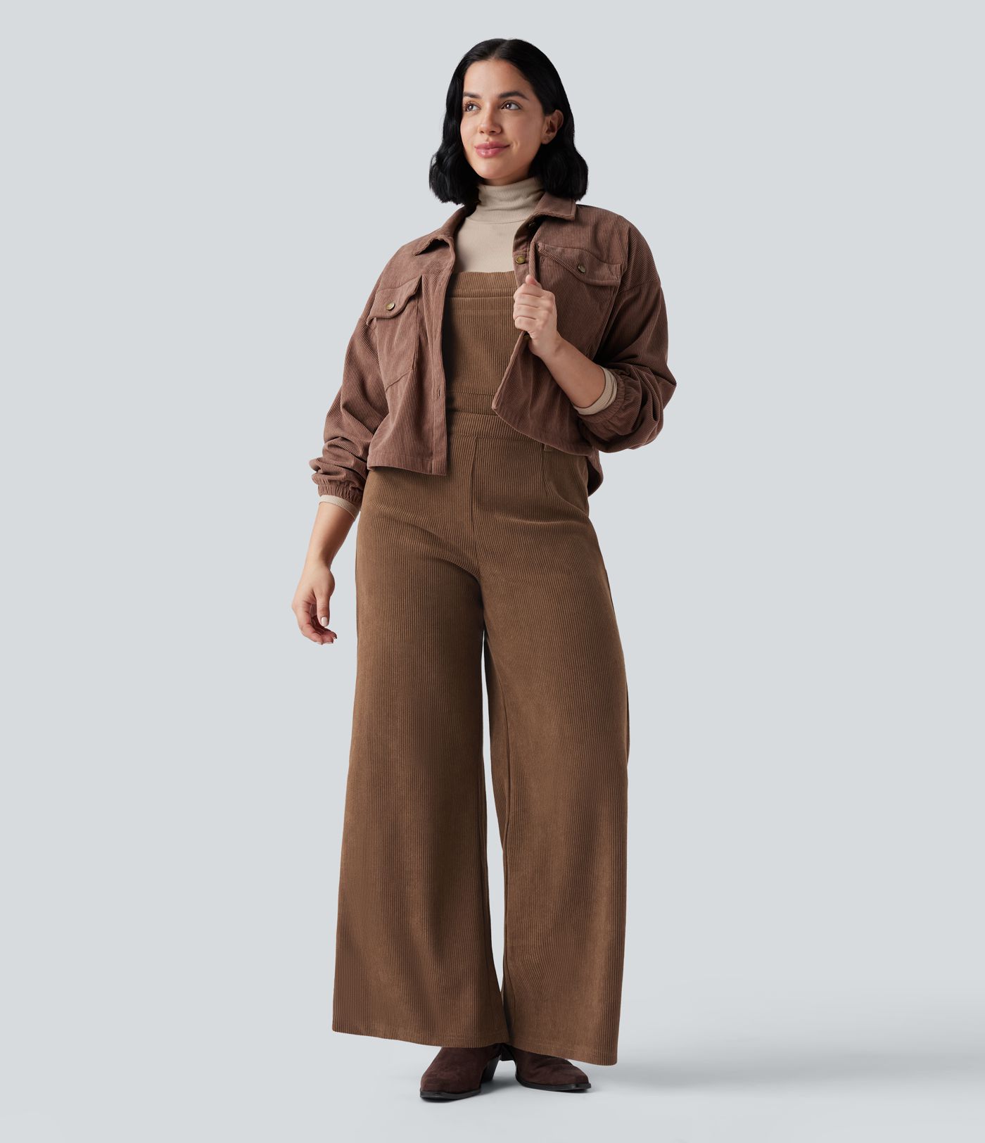 Adjustable Straps Corduroy Casual Detachable Overalls with Pocket