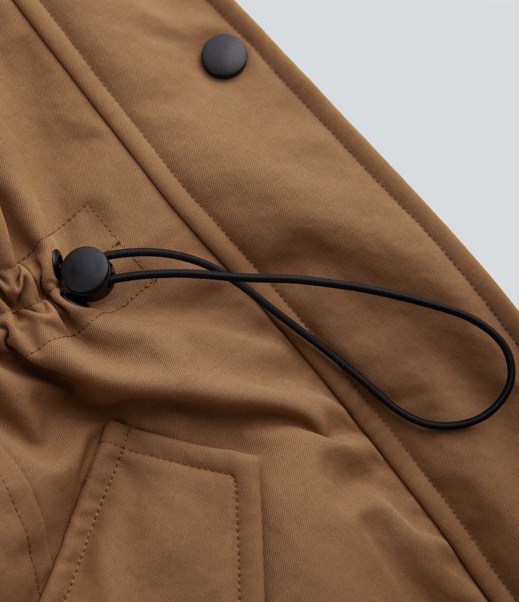 Hooded Drawstring Fleece Casual Parka Sherpa Jacket with Pockets