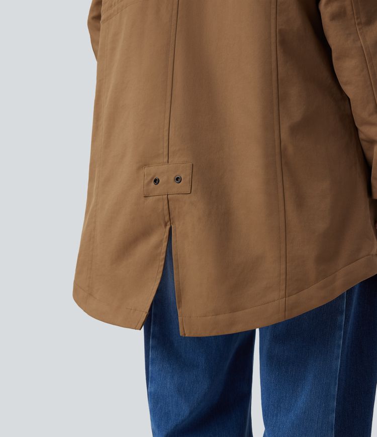 Hooded Drawstring Fleece Casual Parka Sherpa Jacket with Pockets