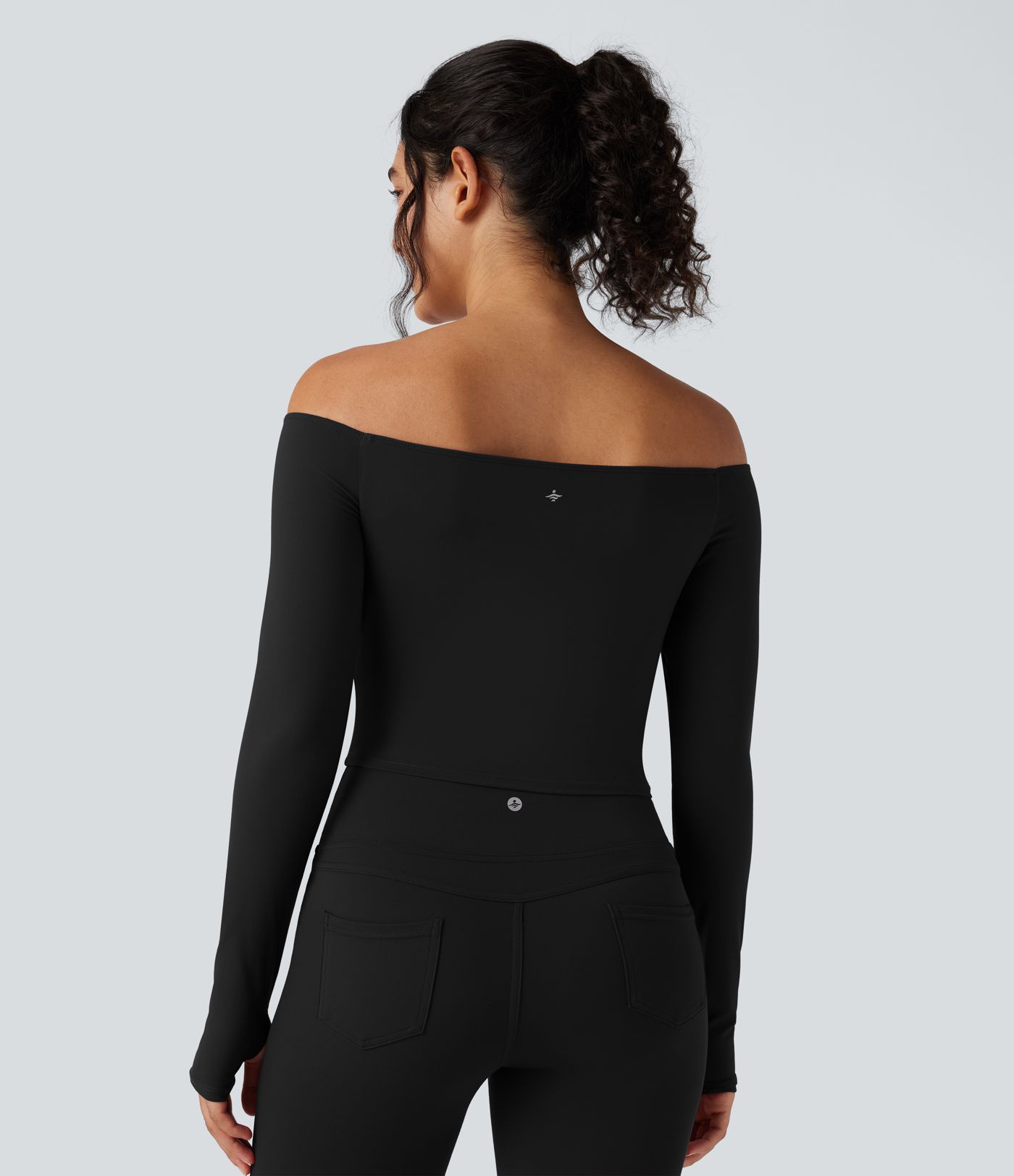 SoftlyZero™ Plush Off Shoulder Long Sleeve Thumb Hole Yoga Sports Top