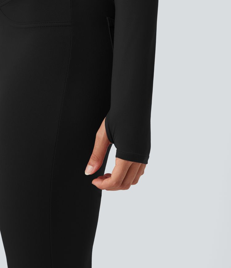 SoftlyZero™ Plush Off Shoulder Long Sleeve Thumb Hole Yoga Sports Top