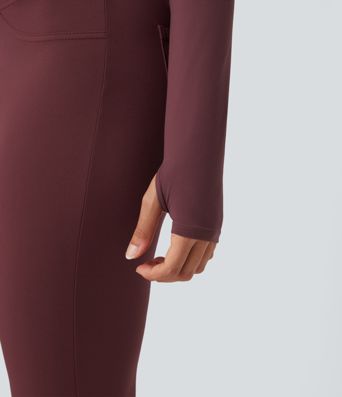 SoftlyZero™ Plush Off Shoulder Long Sleeve Thumb Hole Yoga Sports Top