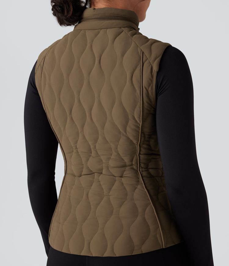 Gilet de running matelassé col montant zippé pliable avec poches