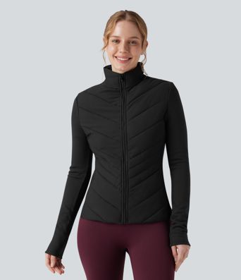 PuffFlex - Lauf-Steppjacke mit Stehkragen, Seitentaschen, langen Ärmeln und Reißverschluss