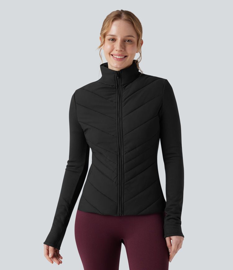 PuffFlex - Lauf-Steppjacke mit Stehkragen, Seitentaschen, langen Ärmeln und Reißverschluss