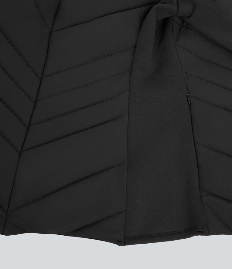 Gepolsterte, langärmlige Laufjacke mit Stehkragen, Reißverschluss und Taschen