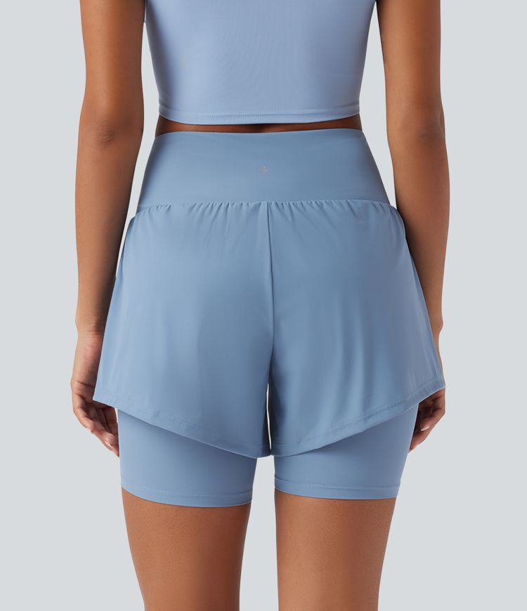 Land to Water High Waisted 2-in-1 Bikini Bottoms 7'' with Pockets