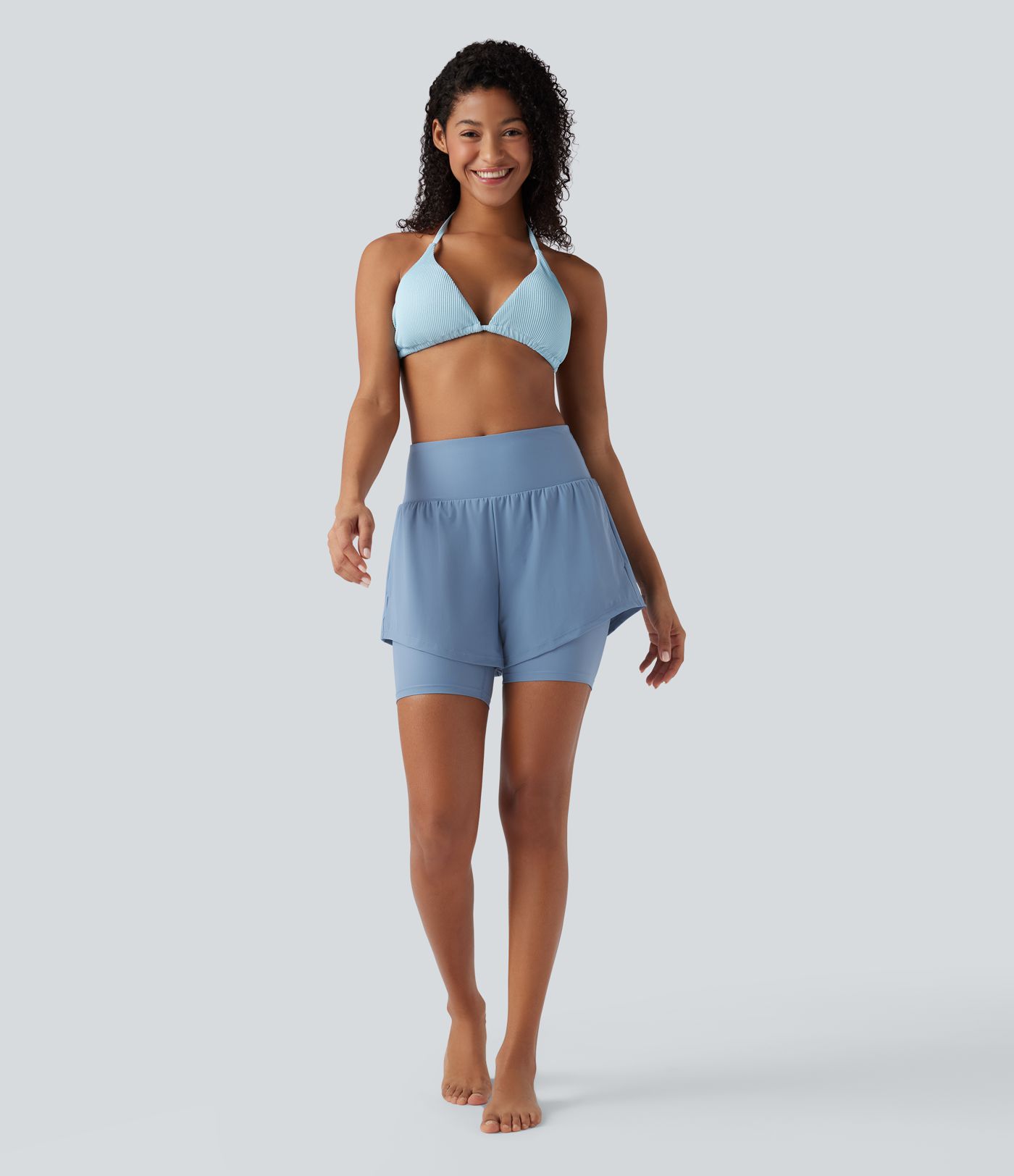 Land to Water High Waisted 2-in-1 Bikini Bottoms 7'' with Pockets