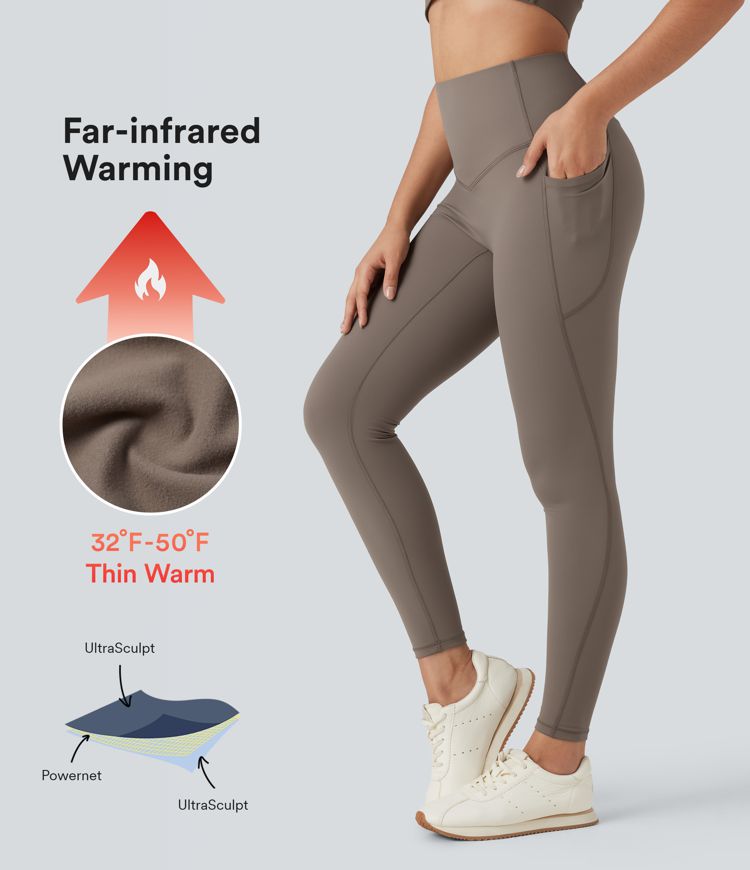 Legging yoga polaire thermique  gainant taille haute Halara UltraSculpt™ Heat avec poches