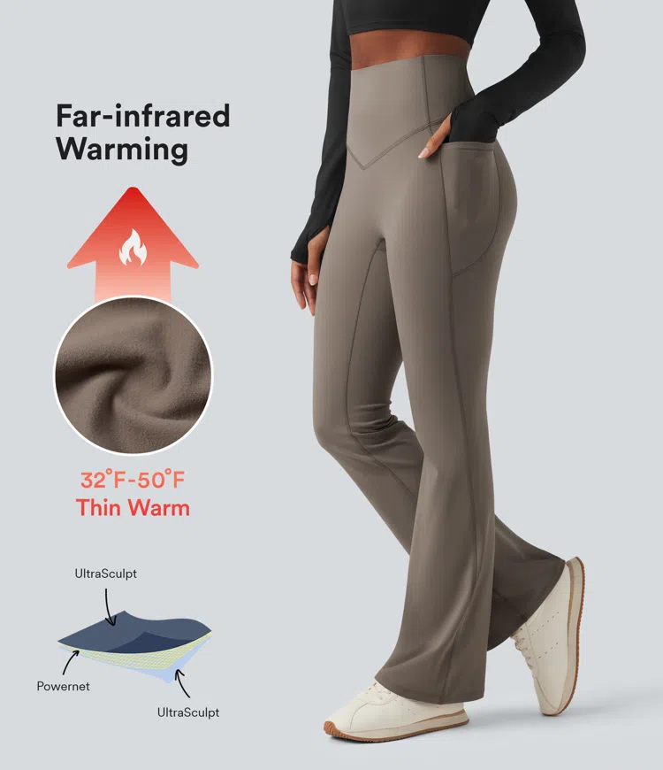 Halara UltraSculpt™ Heat High Waisted Tummy Control Shaping Yoga Bootcut Leggings with Pockets