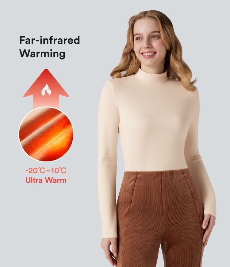 Top chauffant col montant manches longues