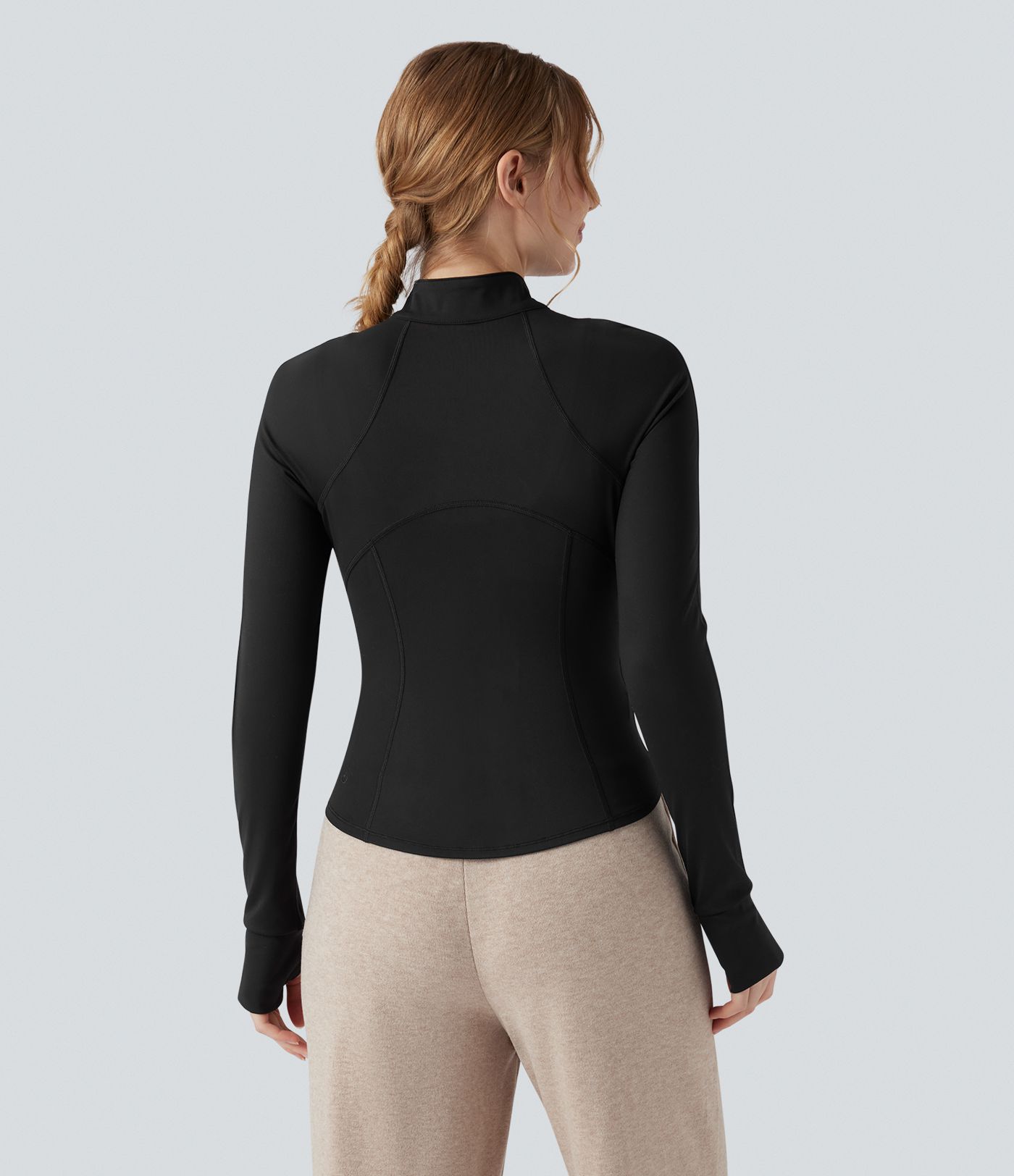 3-in-1 Stand Collar Long Sleeve Thumb Holes Jacket & Drawstring Hem Sherpa Jacket with Pockets