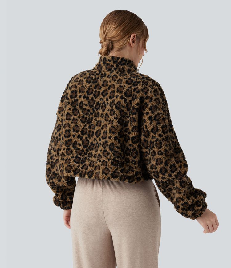 3-in-1 Stand Collar Long Sleeve Thumb Holes Jacket & Drawstring Hem Sherpa Jacket with Pockets