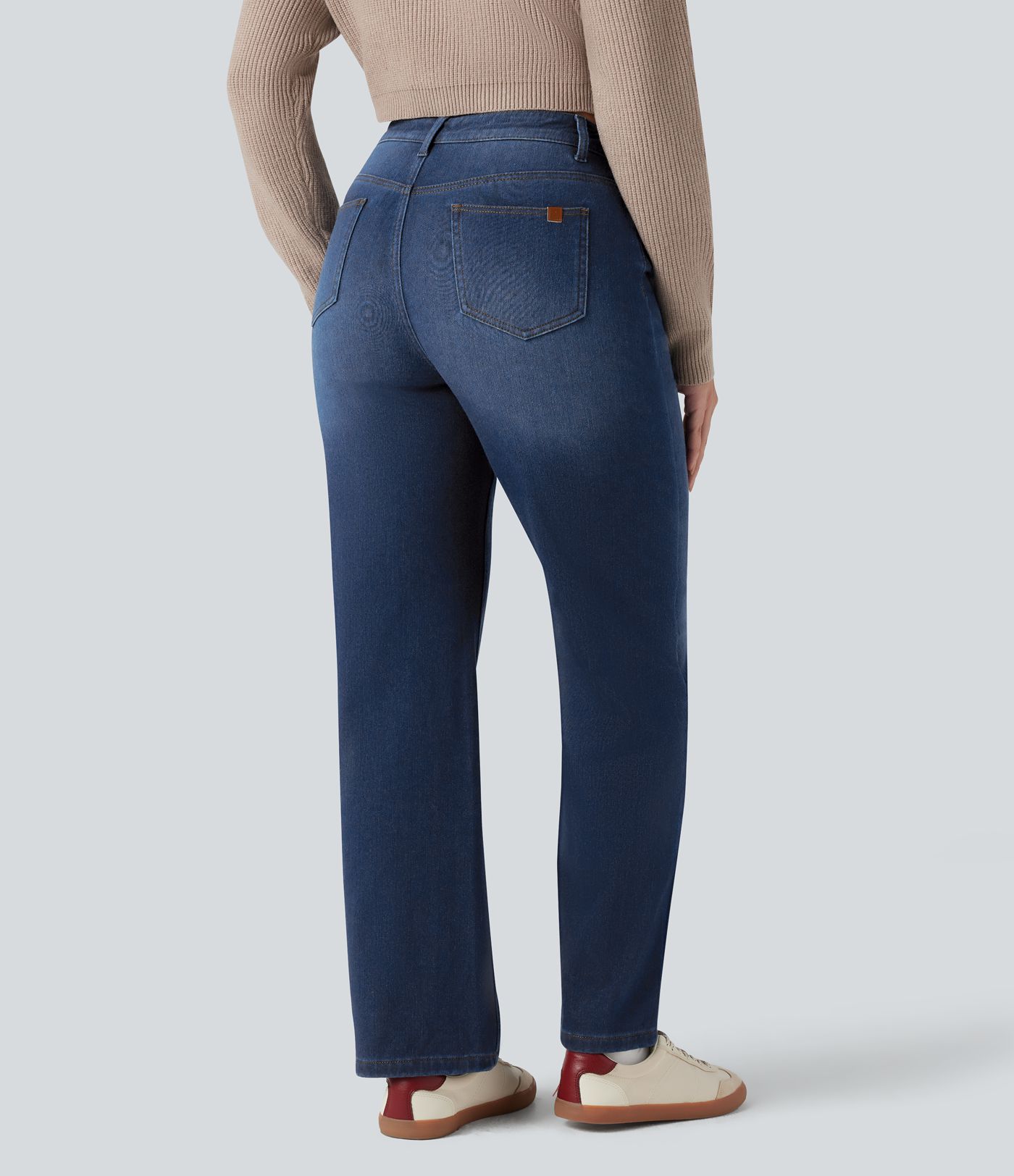Halara Flex™ Denim Heat High Waisted Straight Leg Fleece Casual Jeans with Pockets