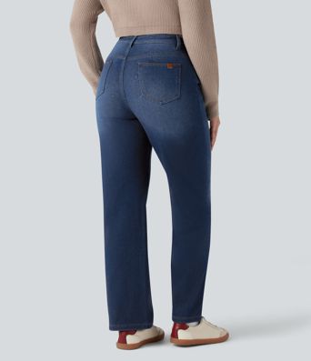 Halara Flex™ Denim Heat High Waisted Straight Leg Fleece Casual Jeans with Pockets