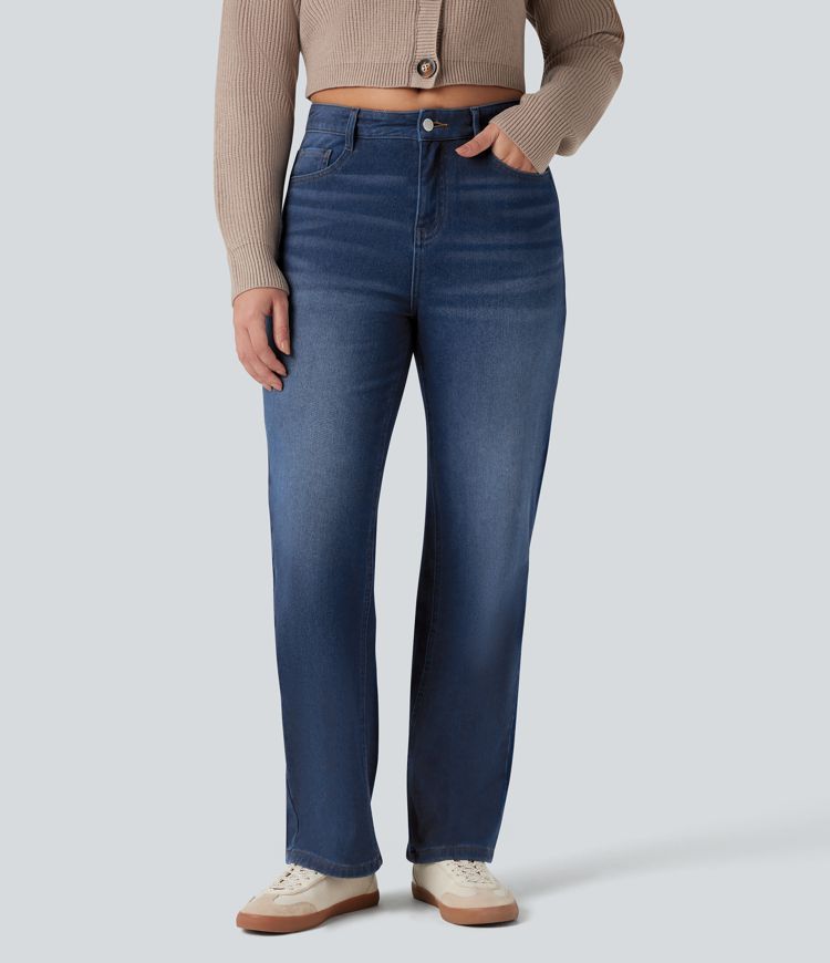 Halara Flex™ High Waisted Straight Leg Casual Jeans with Pockets