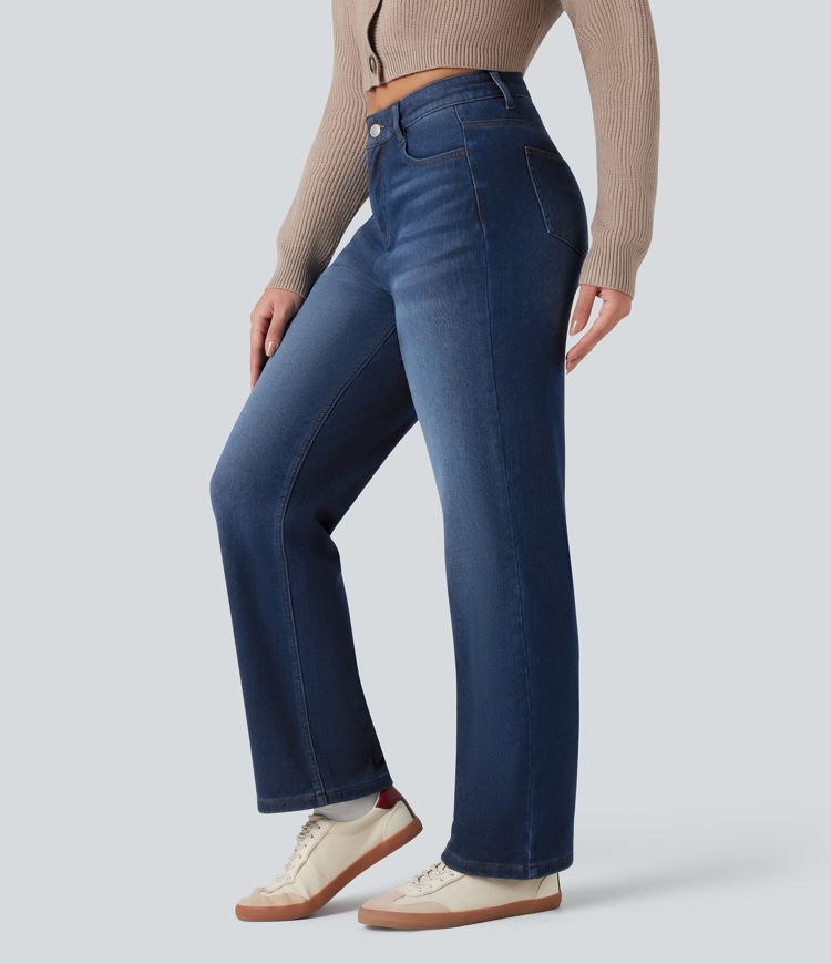 Halara Flex™ High Waisted Straight Leg Casual Jeans with Pockets