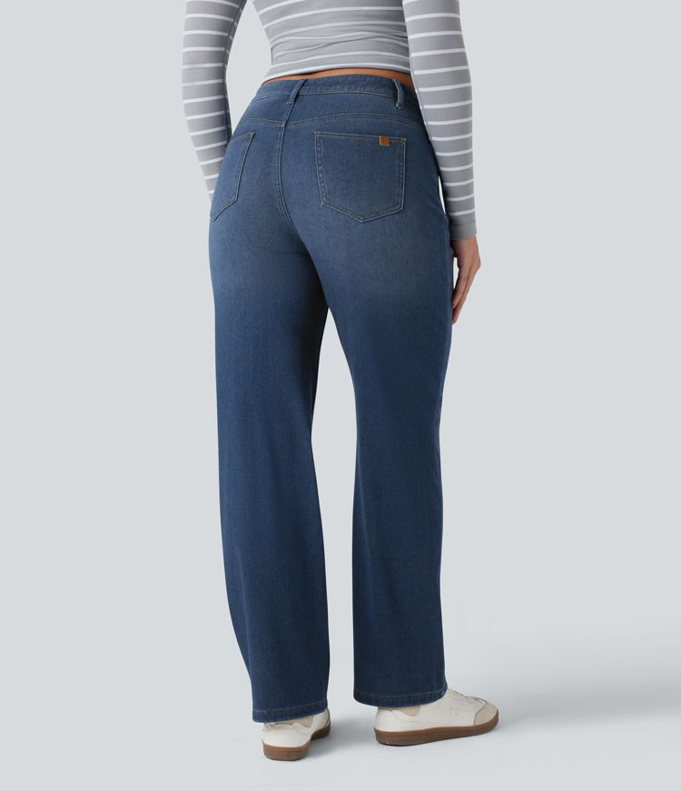 Halara Flex™ Denim Heat High Waisted Straight Leg Fleece Casual Jeans with Pockets