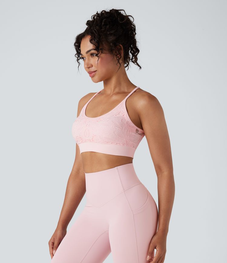 Seamless Flow Low Support Cut Out Yoga Sports Bra