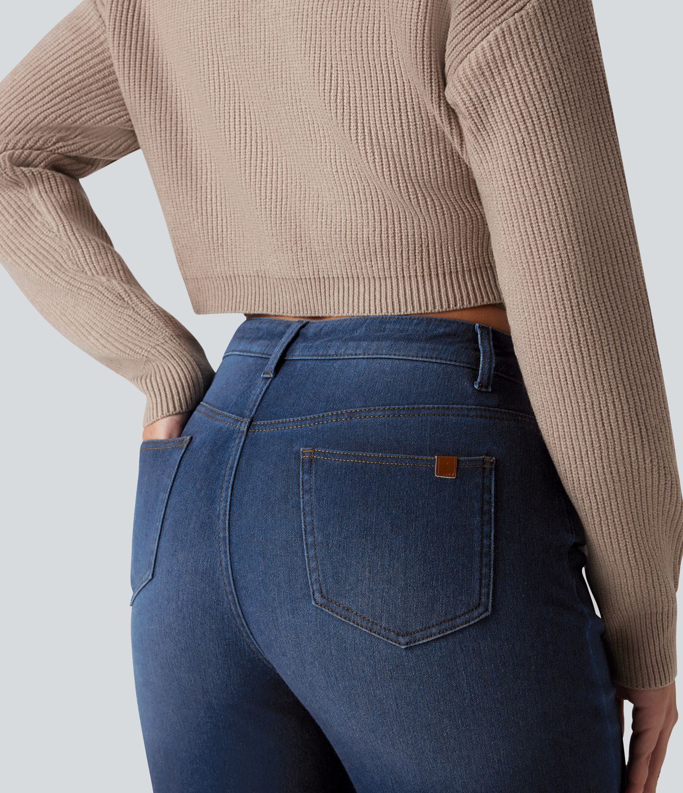 Halara Flex™ Denim Heat High Waisted Straight Leg Fleece Casual Jeans with Pockets