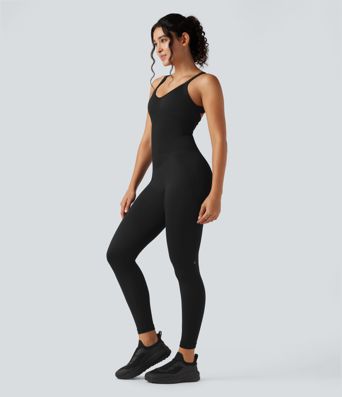 Seamless Flow Twisted Backless Sleeveless Skinny Workout Jumpsuit