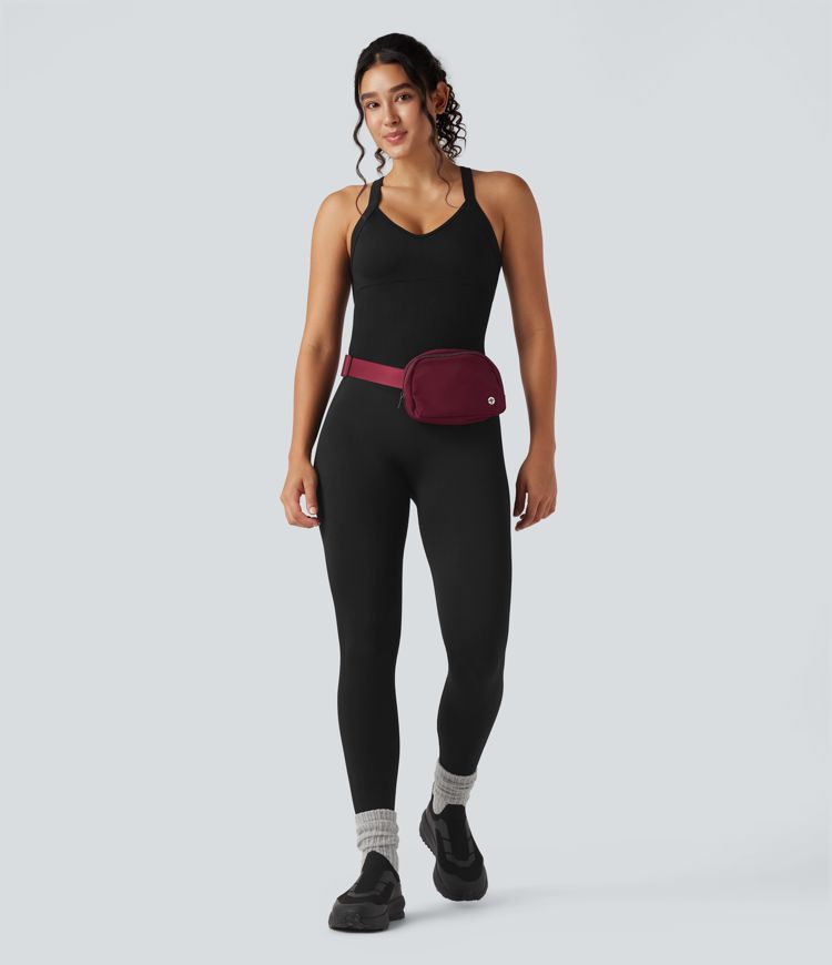 Seamless Flow Twisted Backless Sleeveless Skinny Workout Jumpsuit