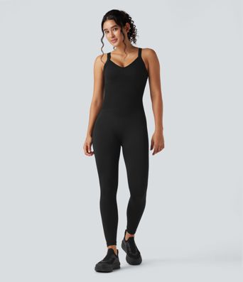 Seamless Flow Twisted Backless Sleeveless Skinny Workout Jumpsuit