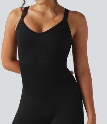 Seamless Flow Twisted Backless Sleeveless Skinny Workout Jumpsuit