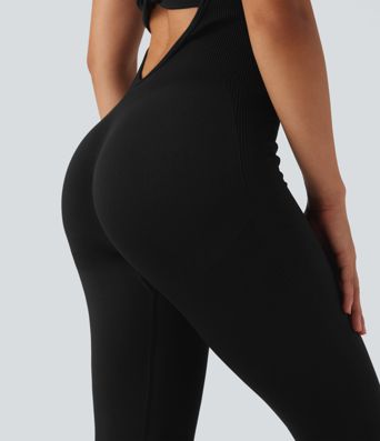 Seamless Flow Twisted Backless Sleeveless Skinny Workout Jumpsuit
