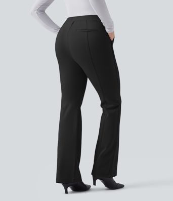 Pantalones de trabajo de talle alto y pierna acampanada con bolsillos