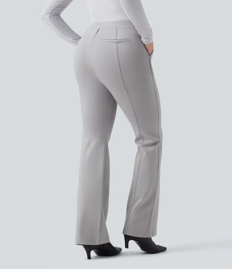 High Waisted Flare Work Pants with Pockets