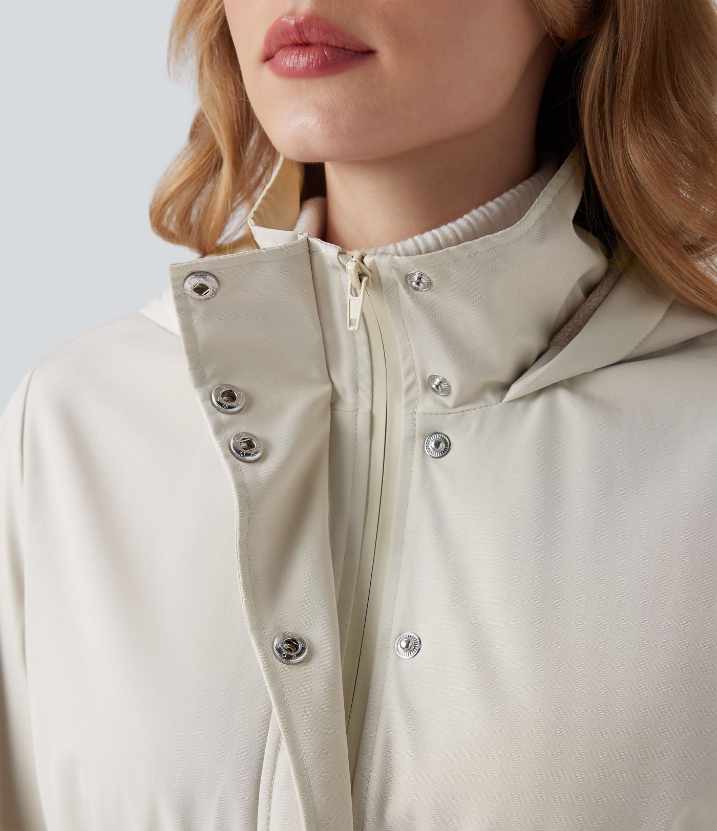 Wasserabweisender Kapuzen-Fleece-Parka mit Kordelzug, Sherpa-Futter und Taschen