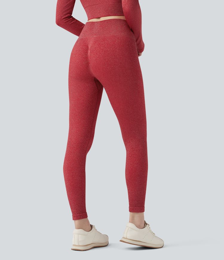 Metallic Seamless Flow High Waisted Workout Leggings