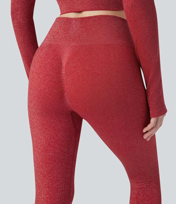 Metallic Seamless Flow High Waisted Workout Leggings
