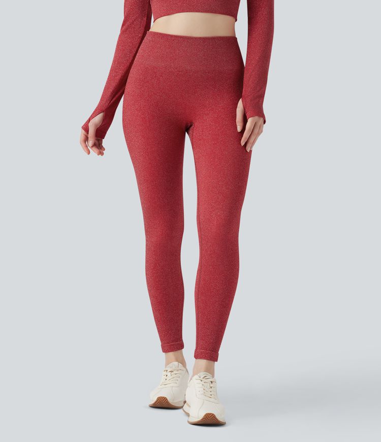 Metallic Seamless Flow High Waisted Workout Leggings