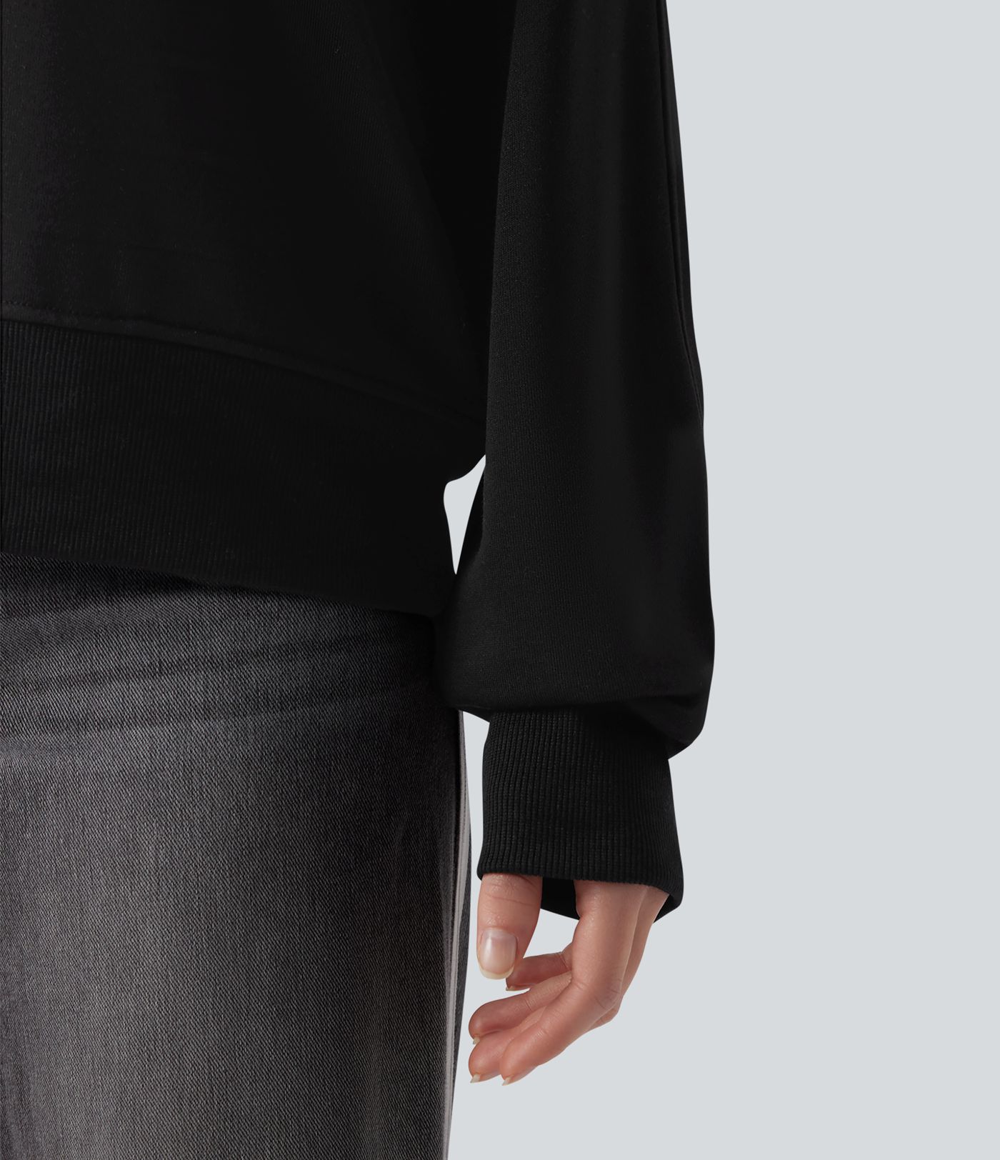 Lässiges Raglan-Sweatshirt mit Halbreißverschluss, langen Ärmeln, Color-Block und Taschen