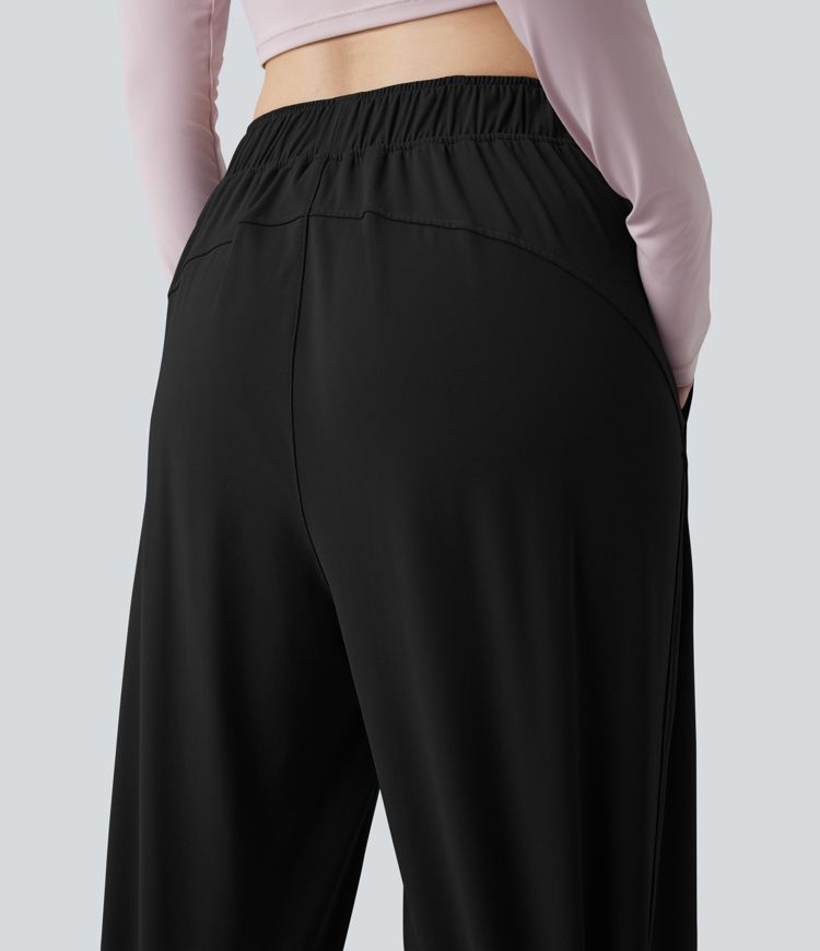 High Waisted Wide Leg Yoga Pants with Pockets