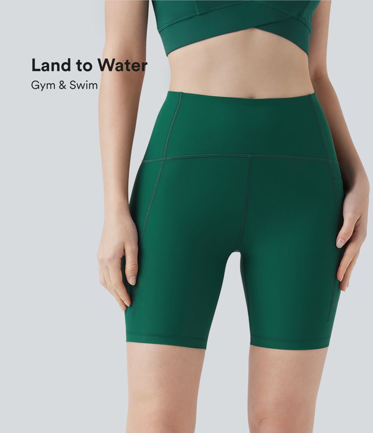 Land to Water High Waisted Bikini Bottoms 7'' with Pocket