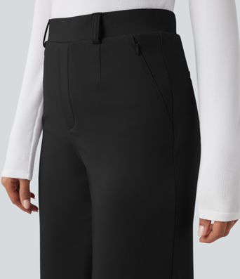 Halara Flex™ pracovní kalhoty s vysokým pasem a zpevněním v oblasti břicha, rovné nohavice, s kapsami