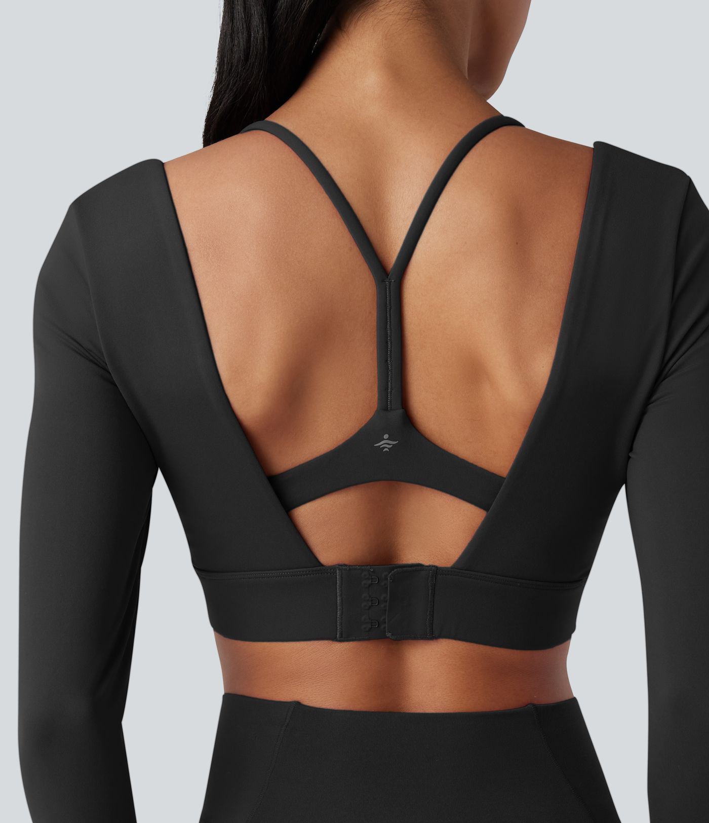 SoftlyZero™ Plush Square Neck Long Sleeve Thumb Holes Backless Adjustable Buckle Cropped Yoga Sports Top